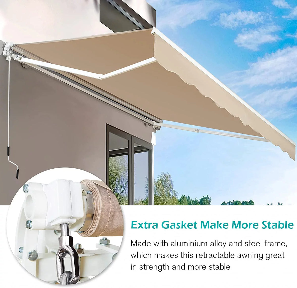8' x 10' Manual Retractable Patio Awning C5188