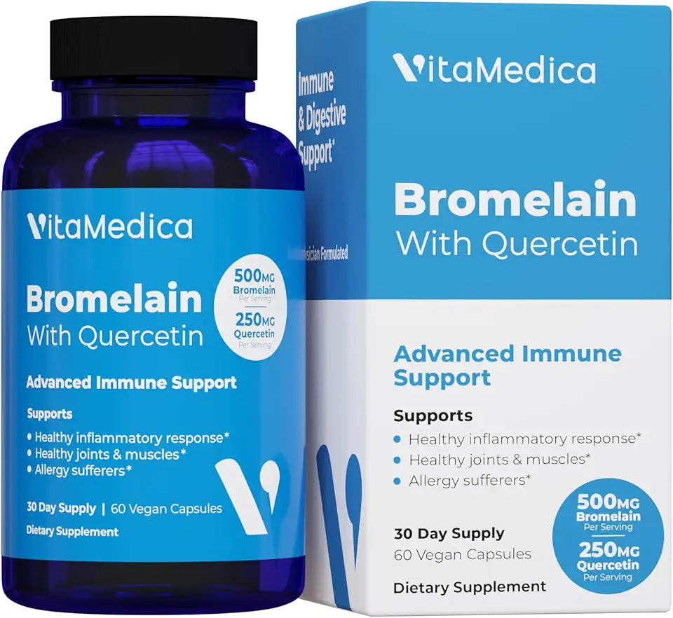 500mg Bromelain 250mg Quercetin 60 Vegan Capsules L51907