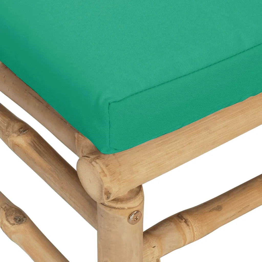 Bamboo Patio Sofa with Green Cushions K752092