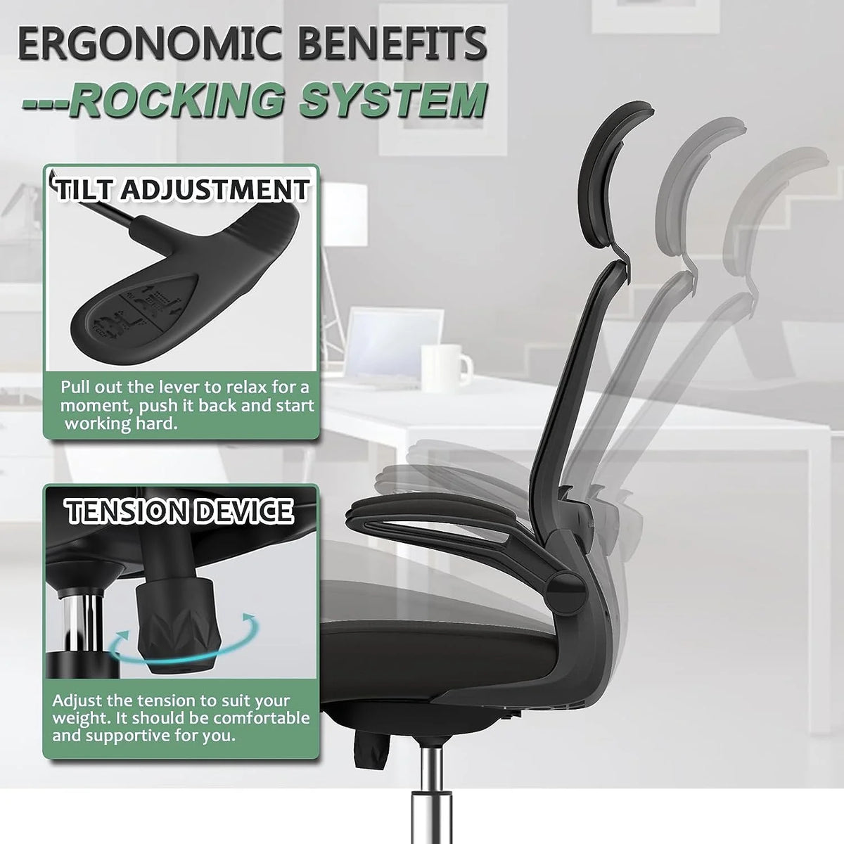 High Back Ergonomic Office Chair with Lumbar Support and Headrest N274672
