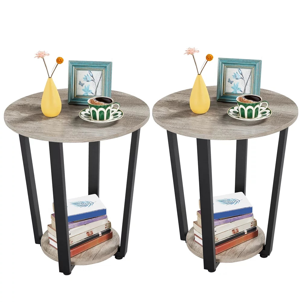 Set of 2 Gray Metal Side Table V600688
