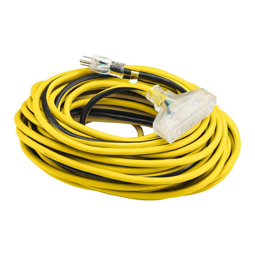 100 ft. 12/3 Gauge Multiple Outlet Extension Cord with Indicator Light, Yellow, Black C32709
