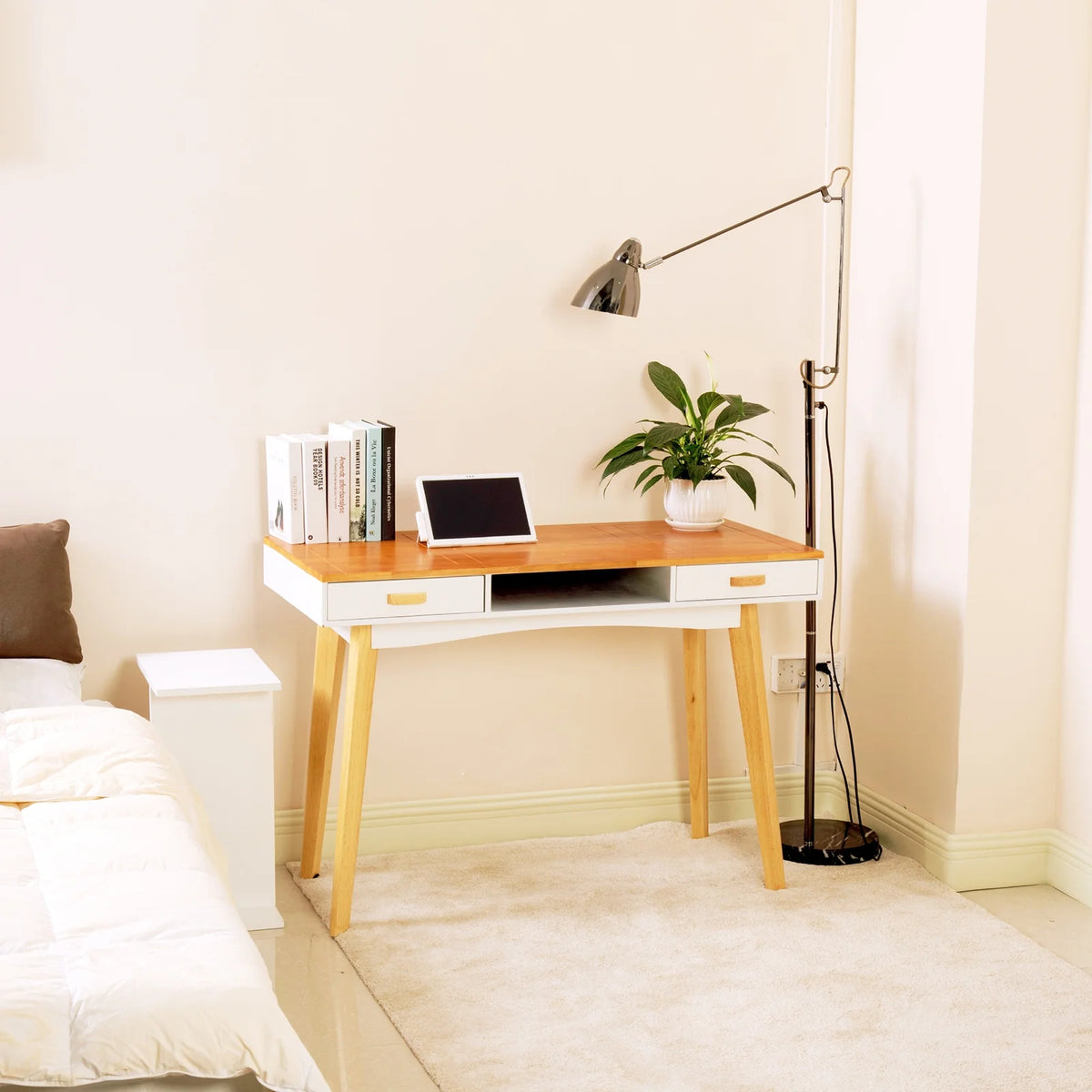 Double Drawer Computer Desk Solid Wood K665