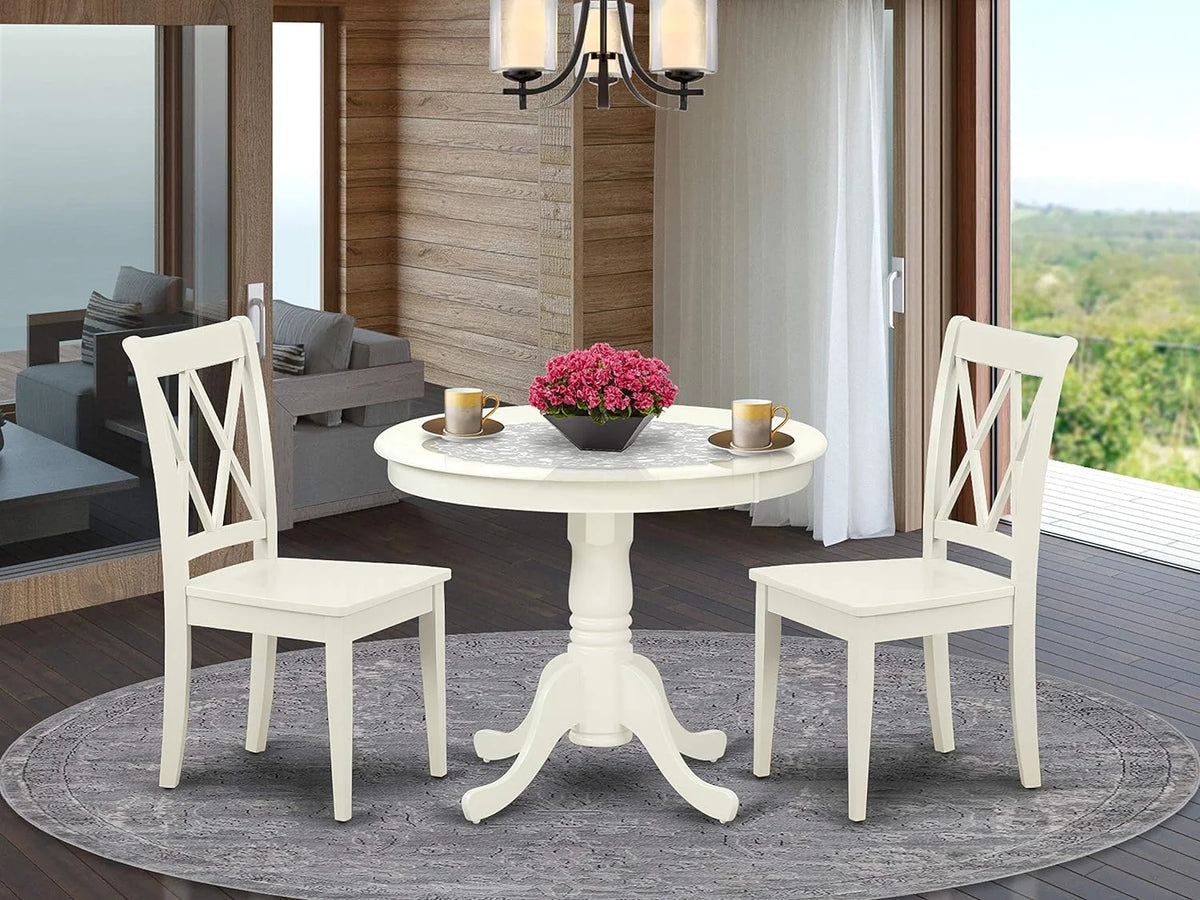 Antique 3 Piece Round Dining Table and 2 Chairs 36 Inch T818455