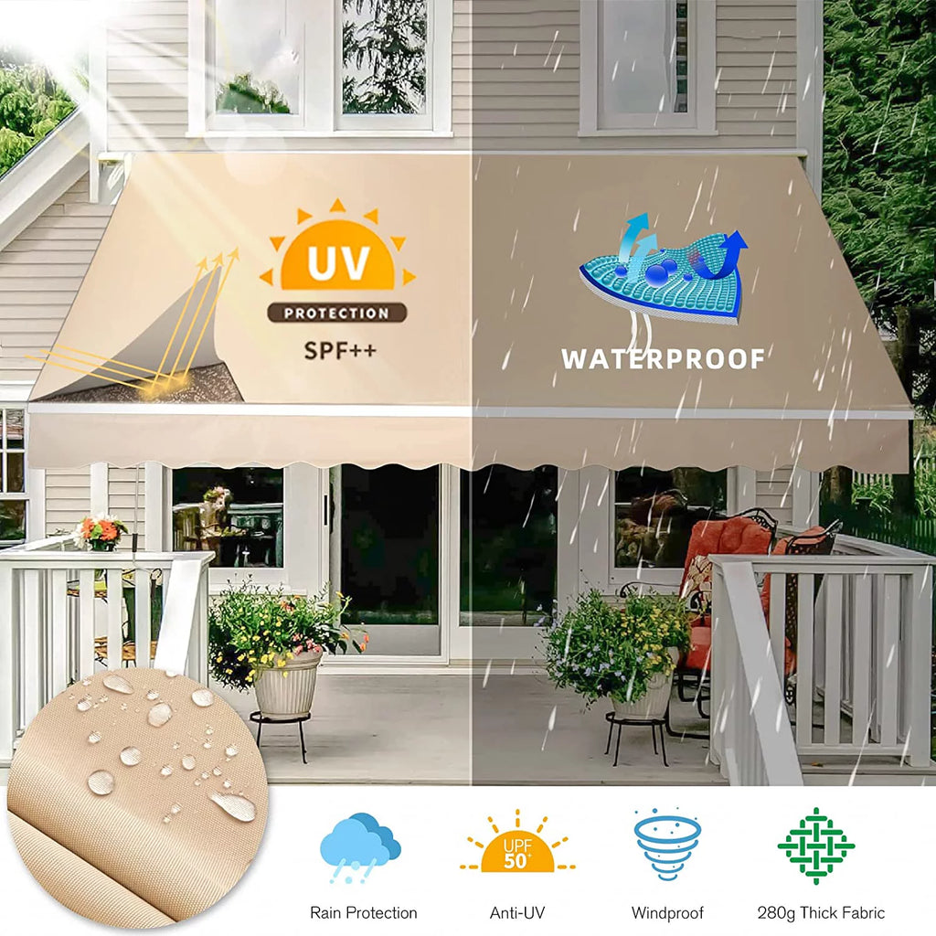 8' x 10' Manual Retractable Patio Awning C5188