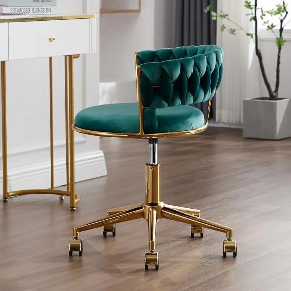 Dark Blue Velvet Desk Chair with Wheels L262007