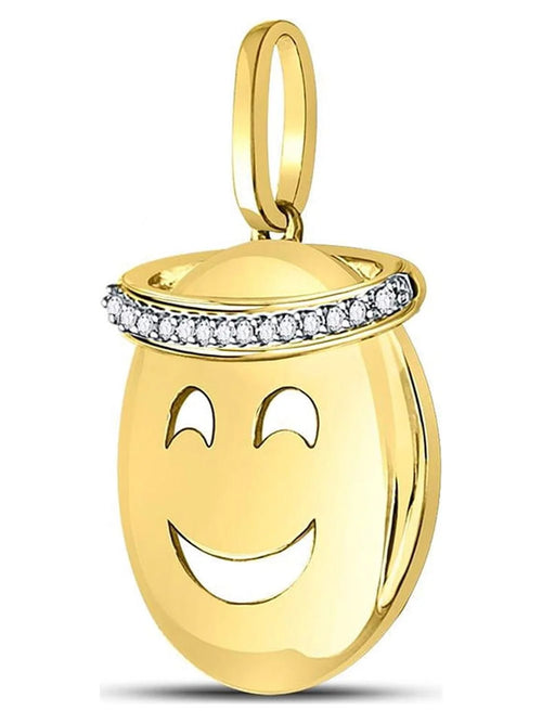 10kt Yellow Gold Round Diamond Smiley Face Pendant H523