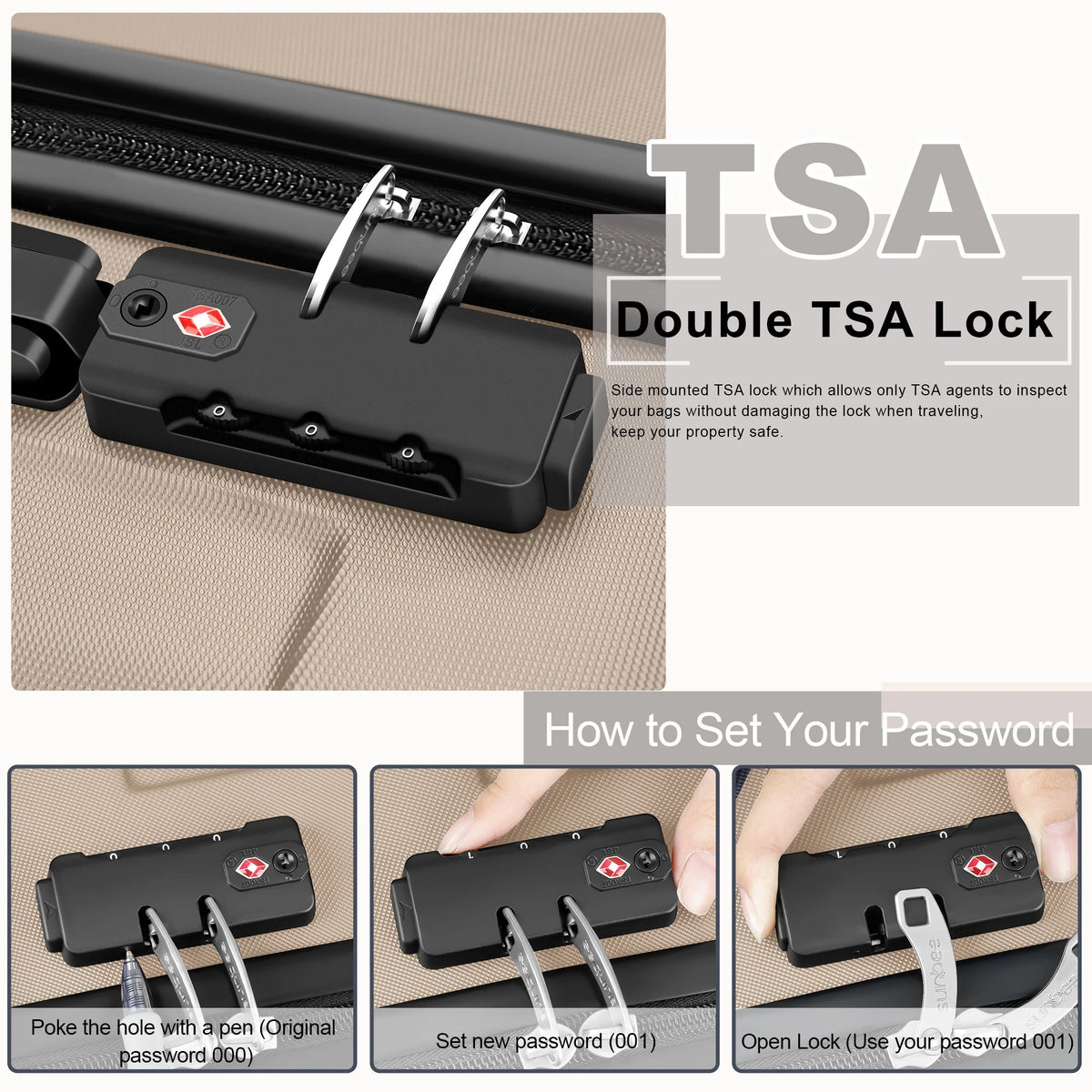 3 Piece Hardshell Lightweight Luggage Set with TSA Lock Spinner Wheels F689