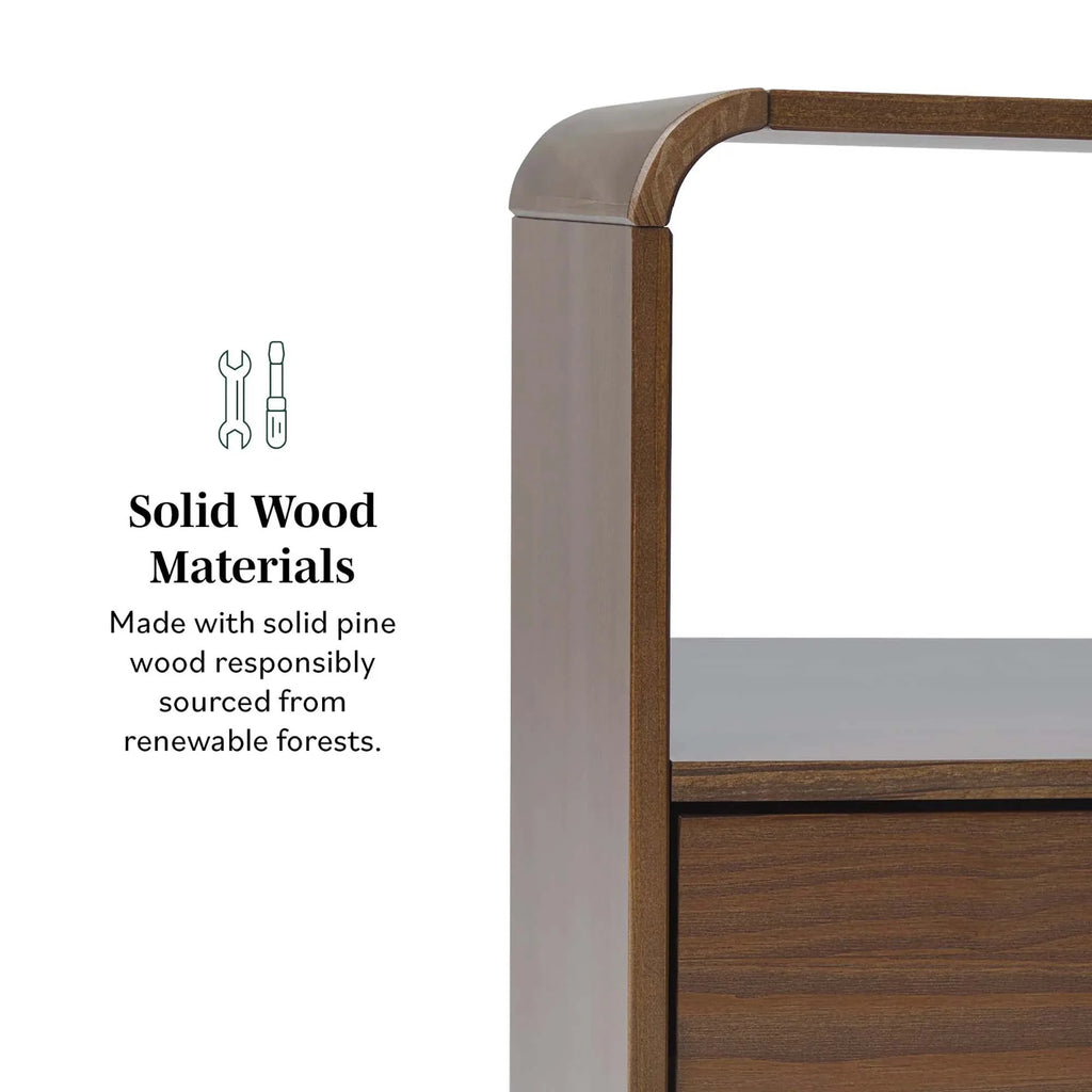 Brown Solid Wood Nightstand R40137
