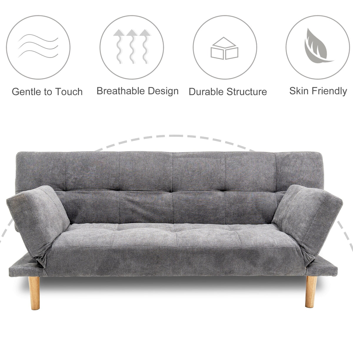 Linen Tufted Convertible Sofa Bed A7961