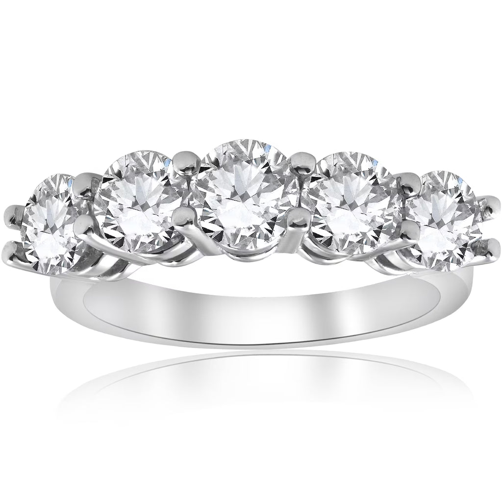 14K White Gold Diamond Five Stone Wedding Ring K97918