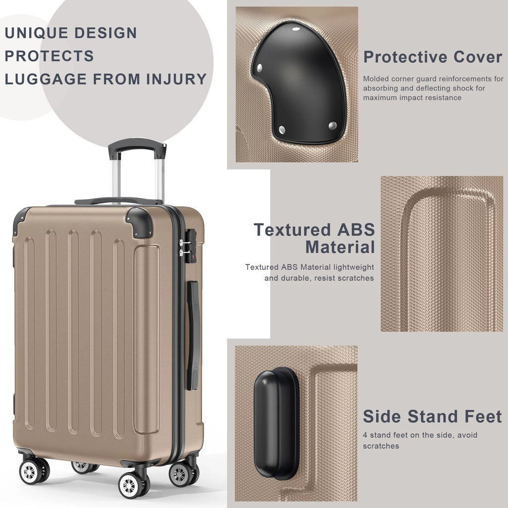 3 Piece Hardshell Lightweight Luggage Set with TSA Lock Spinner Wheels F689