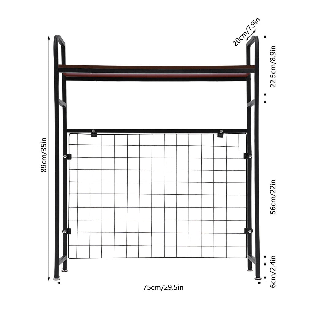 Black Bookshelf with Grid Desk Storage Shelf Y787623