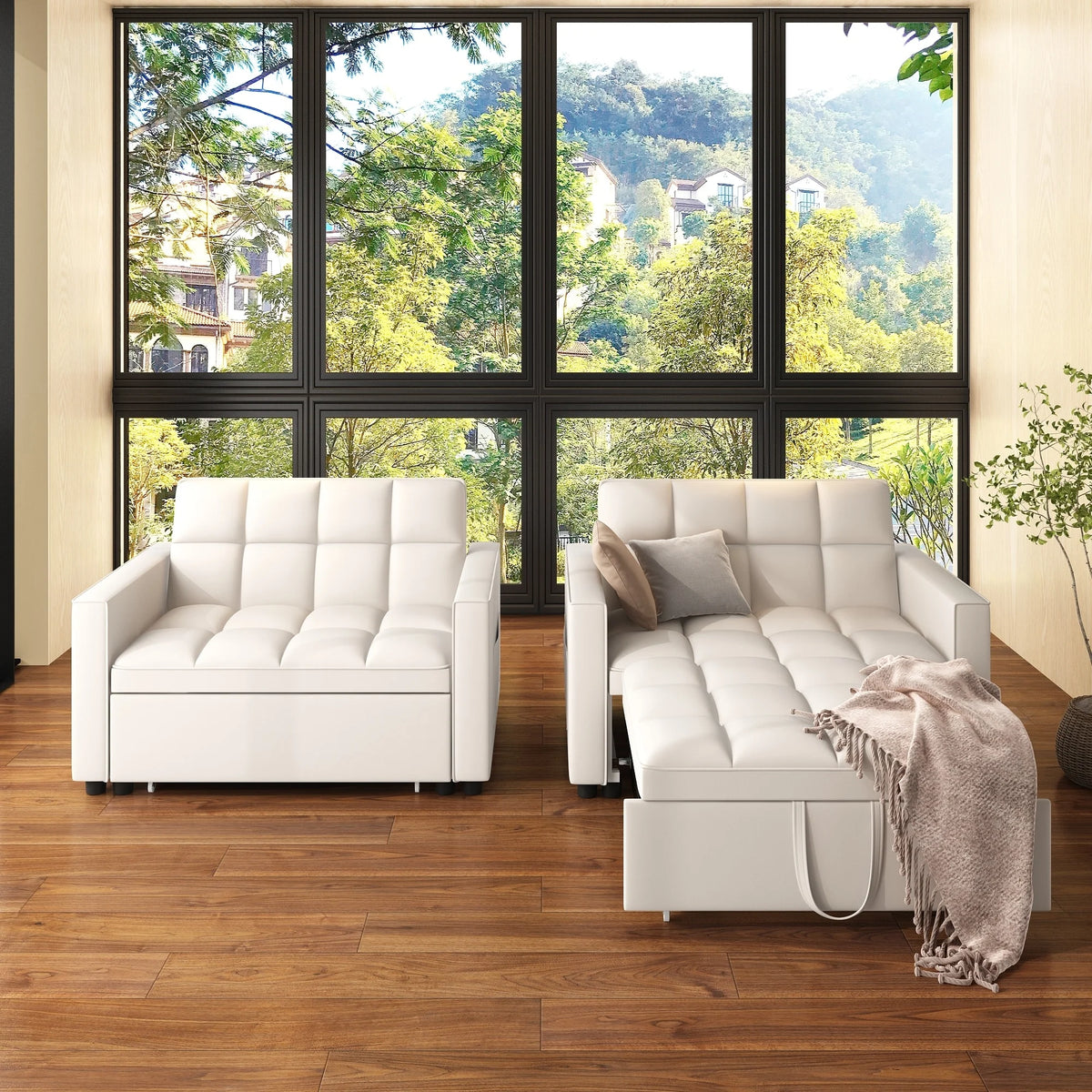 Off White Sleeper Sofa Couch Bed C252593
