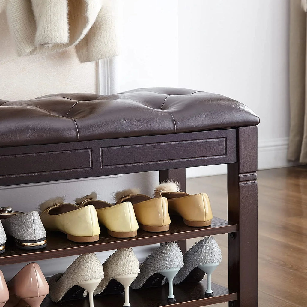 Black Shoe Storage Bench with Cushion E923328