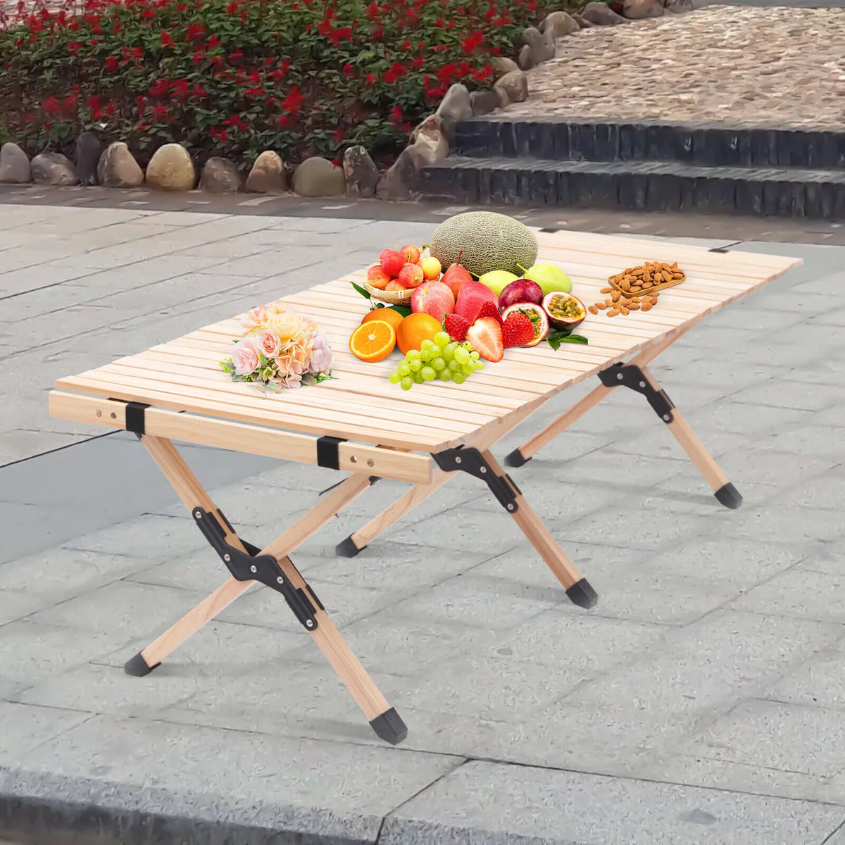 120*60cm Wooden Portable Folding Camping Table E36069