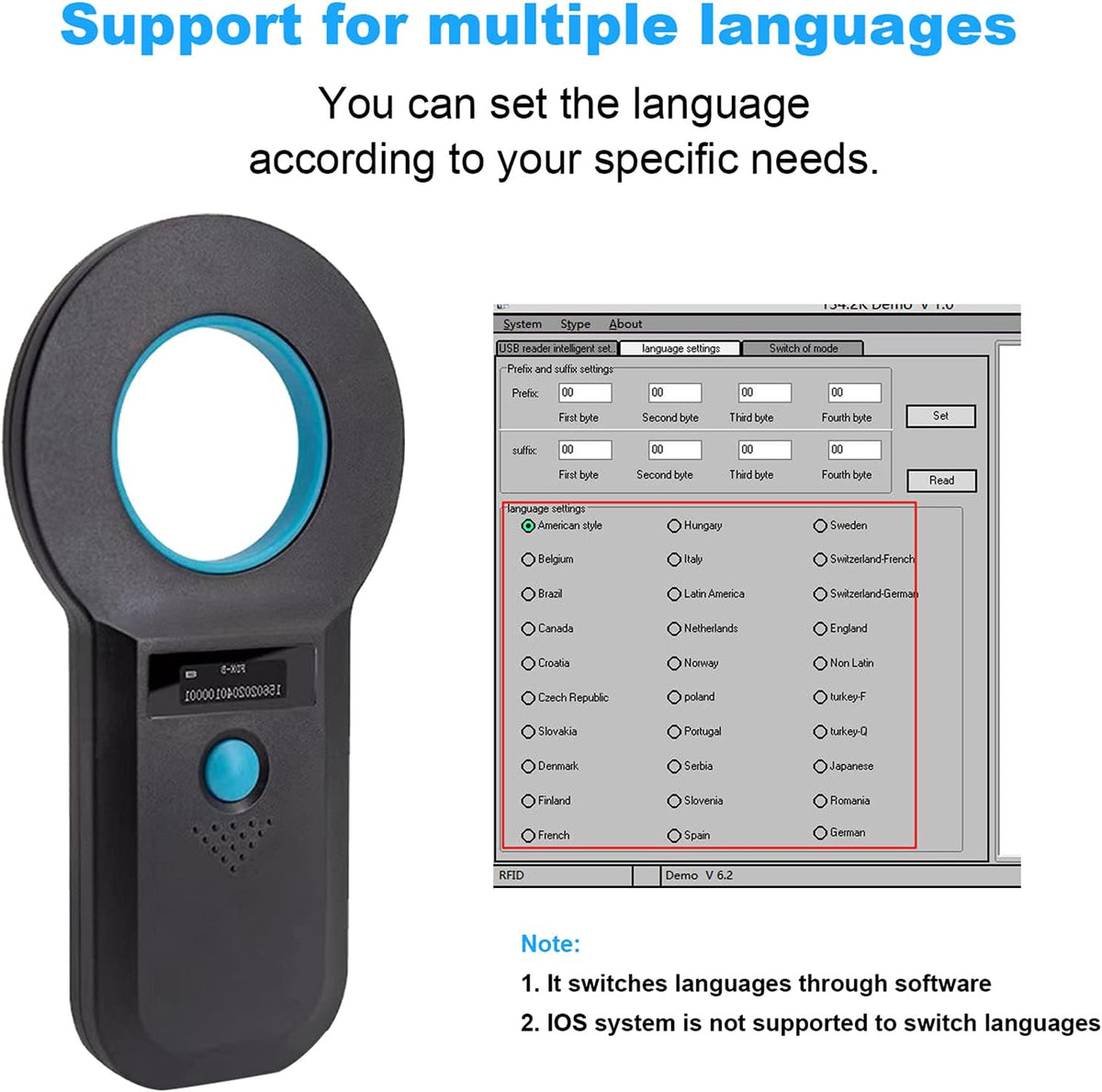 Pet Microchip Scanner Animal Tag Reader M7814