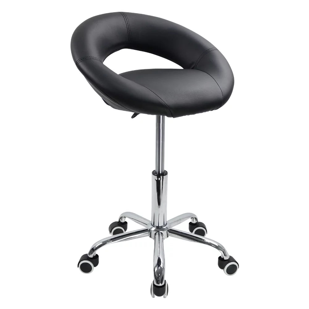Black Height Adjustable Swivel Rolling Stool L9327