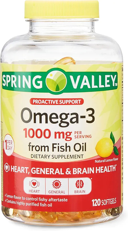 Omega-3 1000mg Fish Oil Dietary Supplement, 120 Softgels V715654