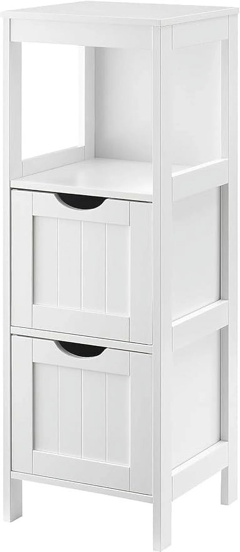 White Bathroom Floor Storage Cabinet with 2 Drawers L92451