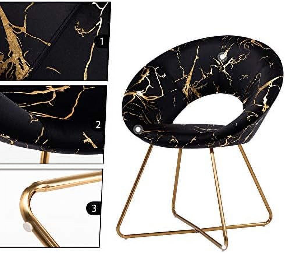Khaki Velvet Upholstered Arm Chair with Golden Metal Frame Legs I224