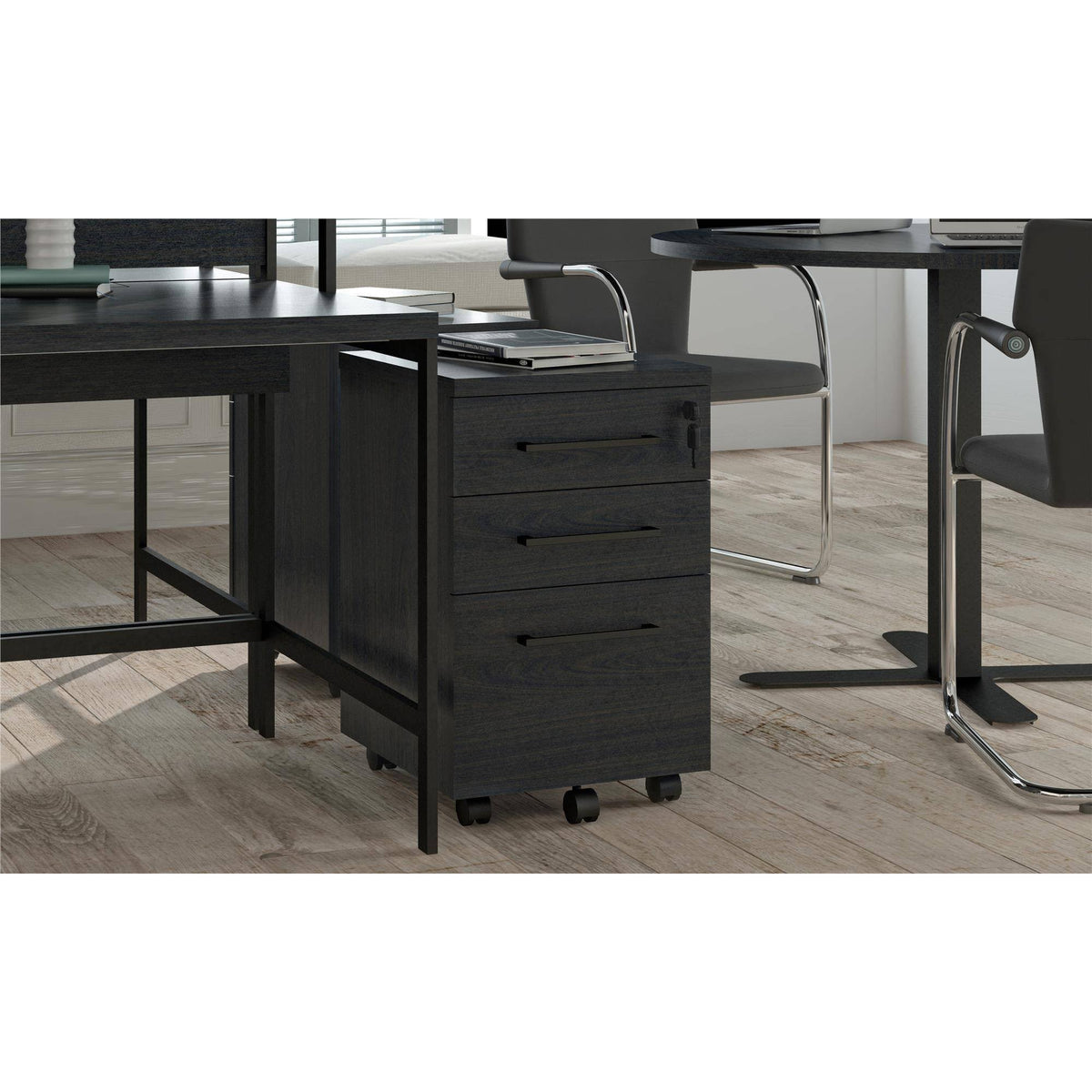 Black Mobile File Cabinet W820435