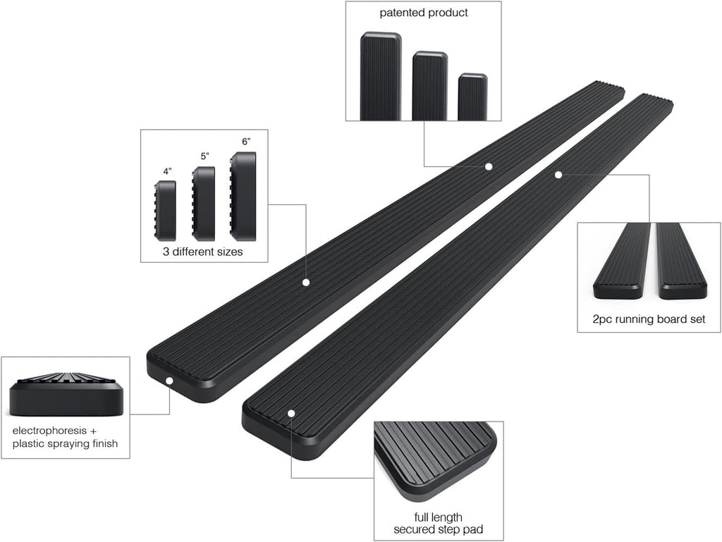 Black Running Boards Compatible with Dodge Ram 1500 2500 3500 Quad Cab V5683