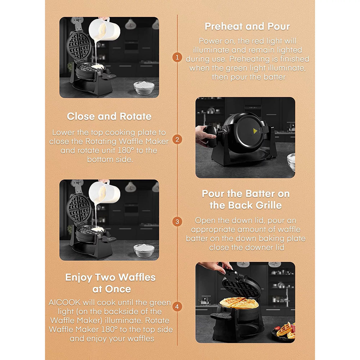 Black 8-Slice Nonstick Waffle Maker X48974