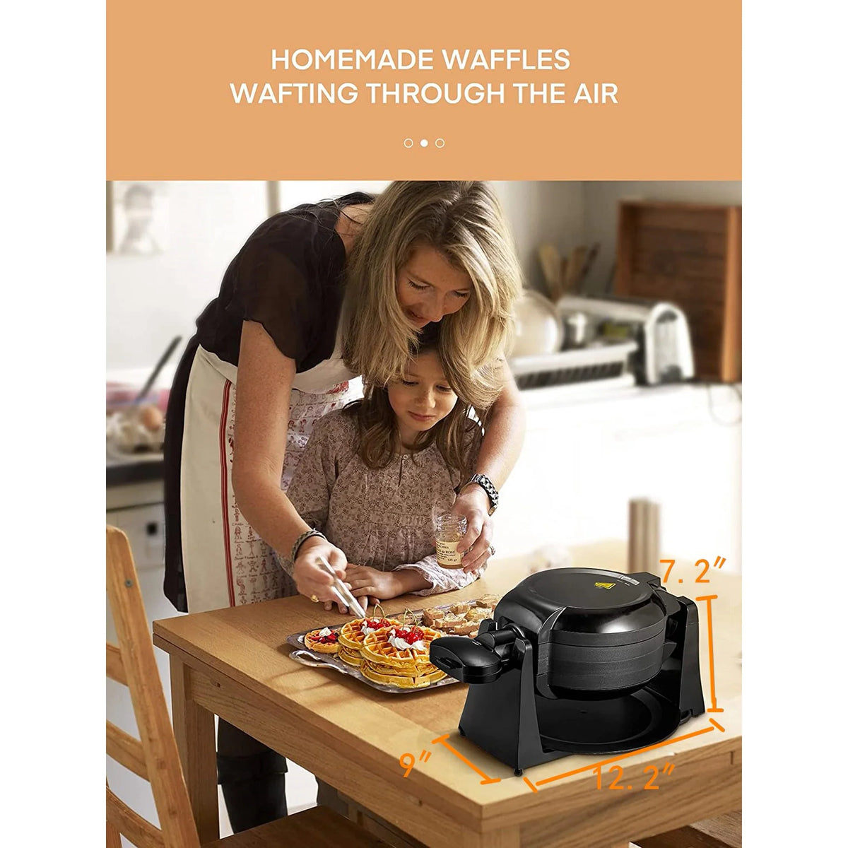 Black 8-Slice Nonstick Waffle Maker X48974
