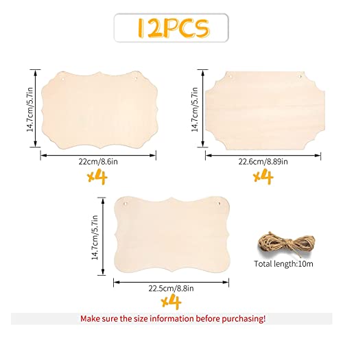 12 Pcs Unfinished Wood Rectangle Slices Plaque, 8.8 x 5.7 Inches J212665