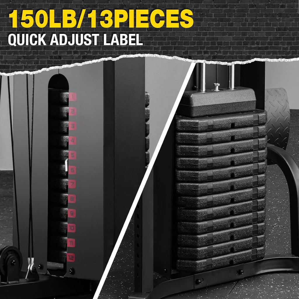 Multifunctional Home Gym Station with 150LBS Weight Stack W290