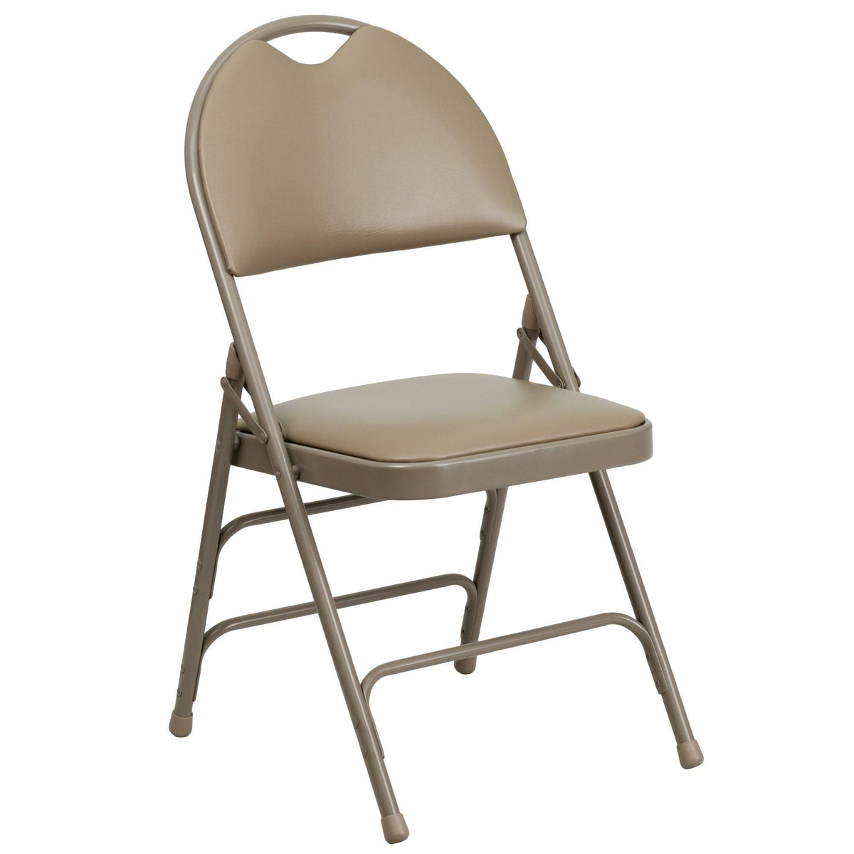 Beige Vinyl Metal Folding Chair H95370
