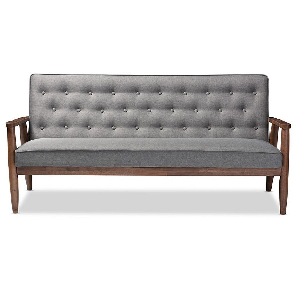 2 Piece Tufted Sofa Set in Gray I145140