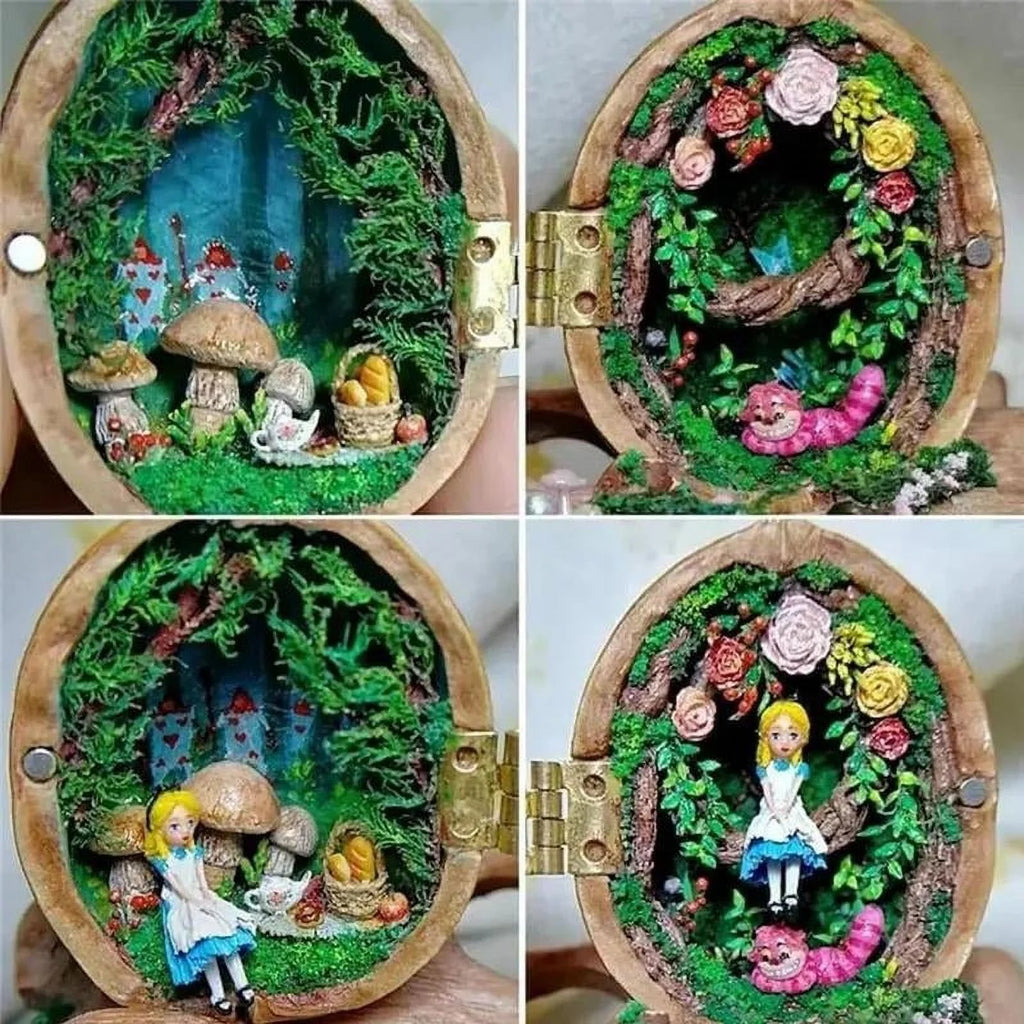 Walnut Dollhouse Resin Miniature Dollhouse Kit Handmade Mini Library 3D Children's Toy H33173
