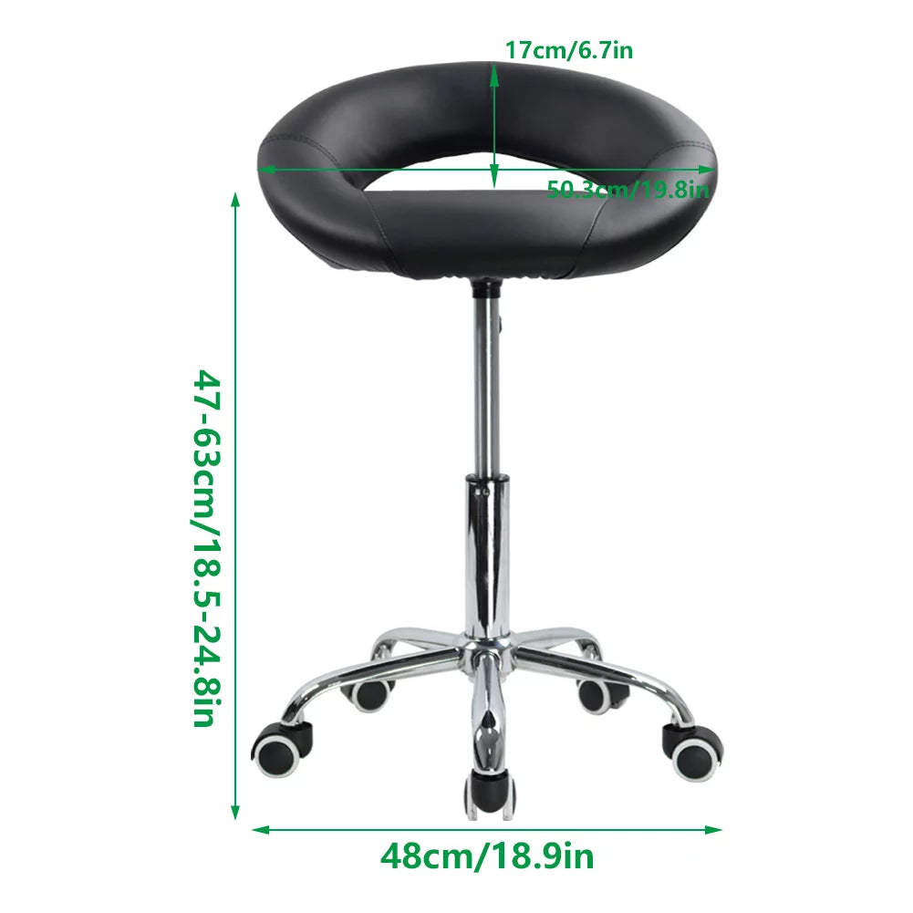 Black Height Adjustable Swivel Rolling Stool L9327