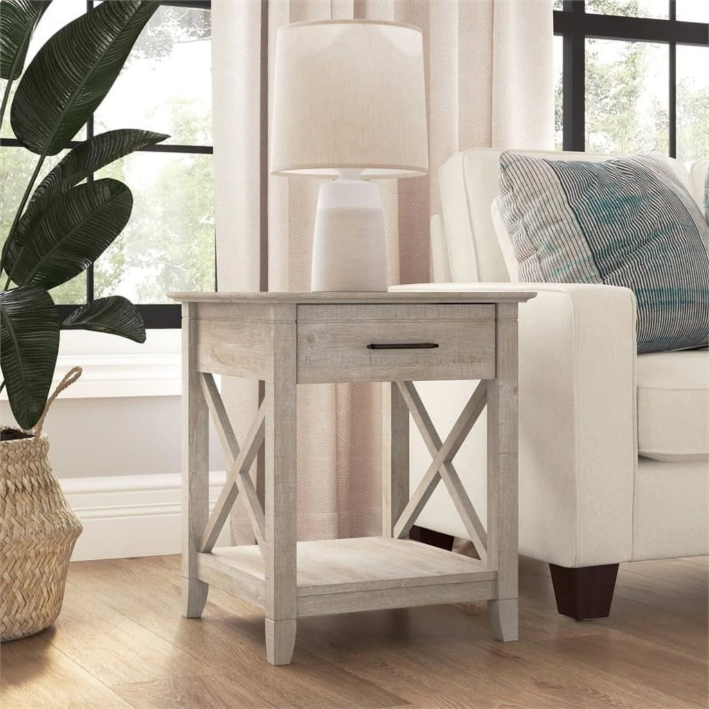 Washed Gray End Table V7373