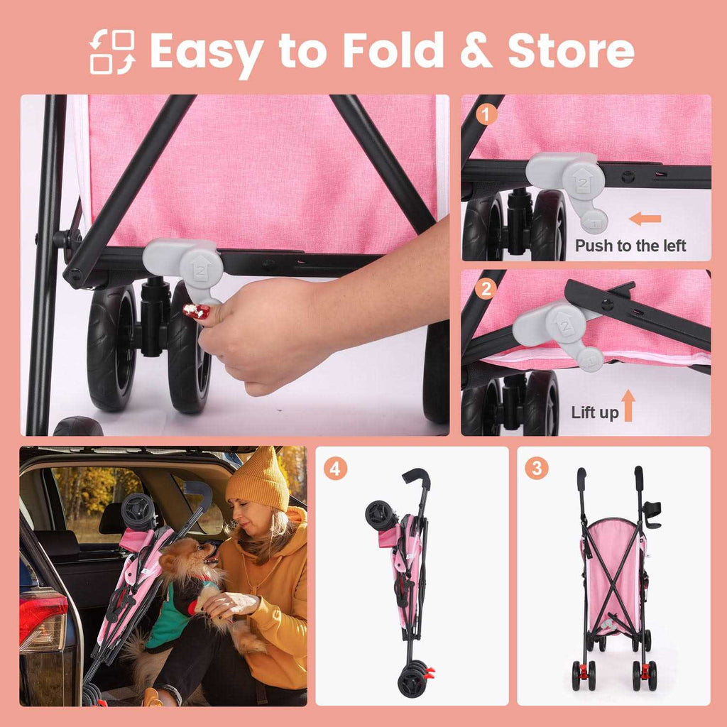 Foldable Pet Stroller with Cup Holder T535952