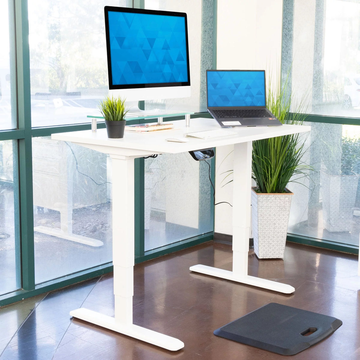 White Electric Standing Desk with Tabletop B23026