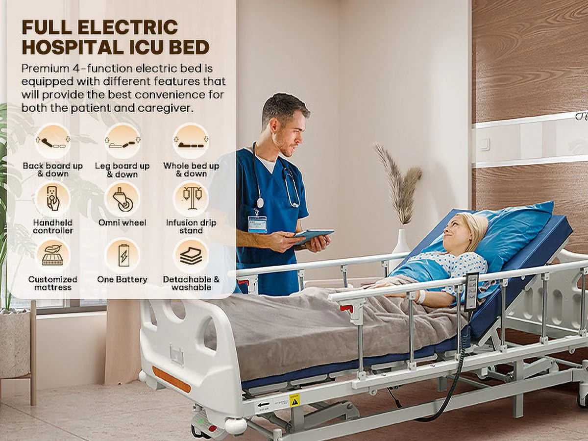 Full Electric Hospital Bed with 4 Function Mattress and Remote Control S64335