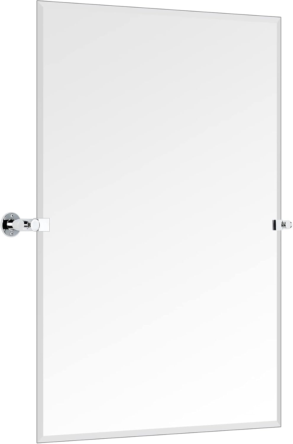 Frameless Beveled Pivot Bathroom Vanity Mirror with Chrome Metal Brackets, Tilting Rectangle Wall Mirror 20X30'' J68168
