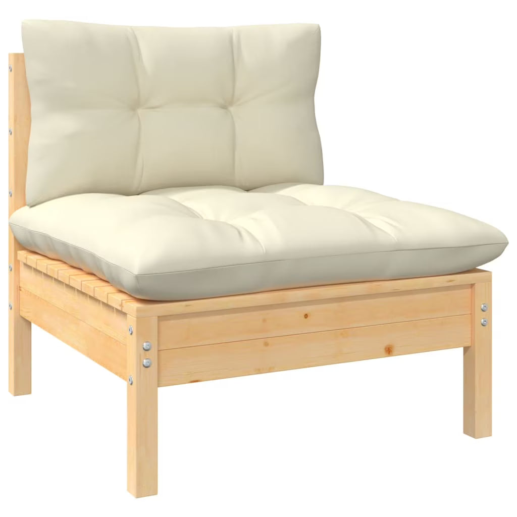 Cream Cushions Solid Pinewood Patio Sofa C728
