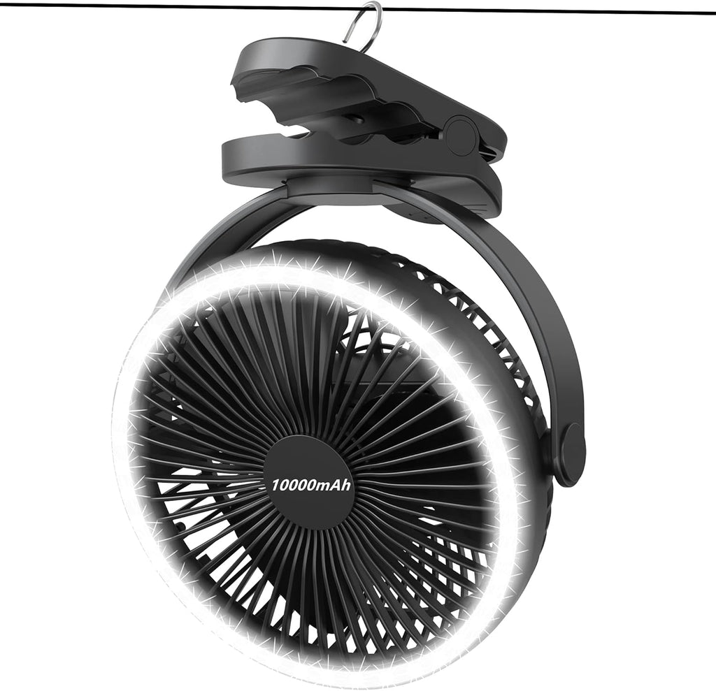 8 Inch Battery Operated Clip On Fan with 4 Speeds, Timer, LED Light B916981