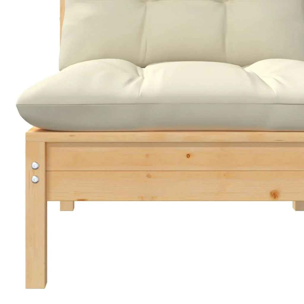 Cream Cushions Solid Pinewood Patio Sofa C728