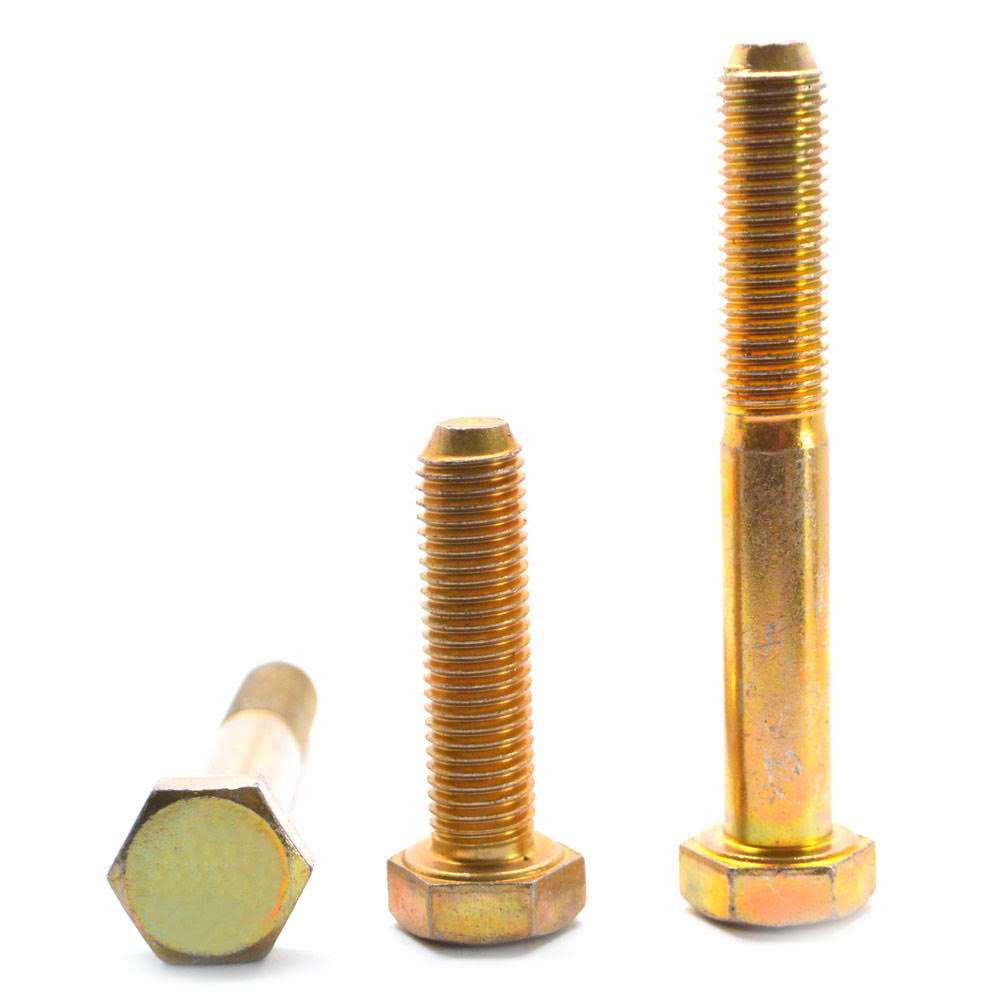 1/2x22-20 x 2 1/2x22 Fine Thread Grade 8 Hex Cap Screw Alloy Steel Yellow Zinc Plated Pk 225 M7623