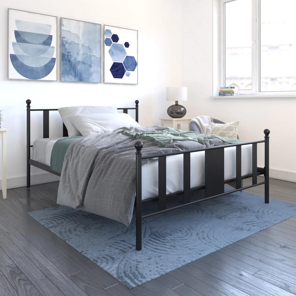 Queen Black Metal Platform Bed Q155