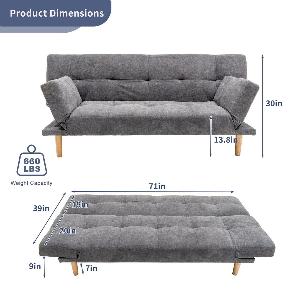 Linen Tufted Convertible Sofa Bed A7961