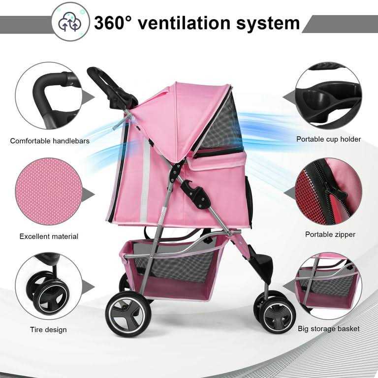 Foldable Pet Stroller with Cup Holder T535952