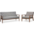2 Piece Tufted Sofa Set in Gray I145140