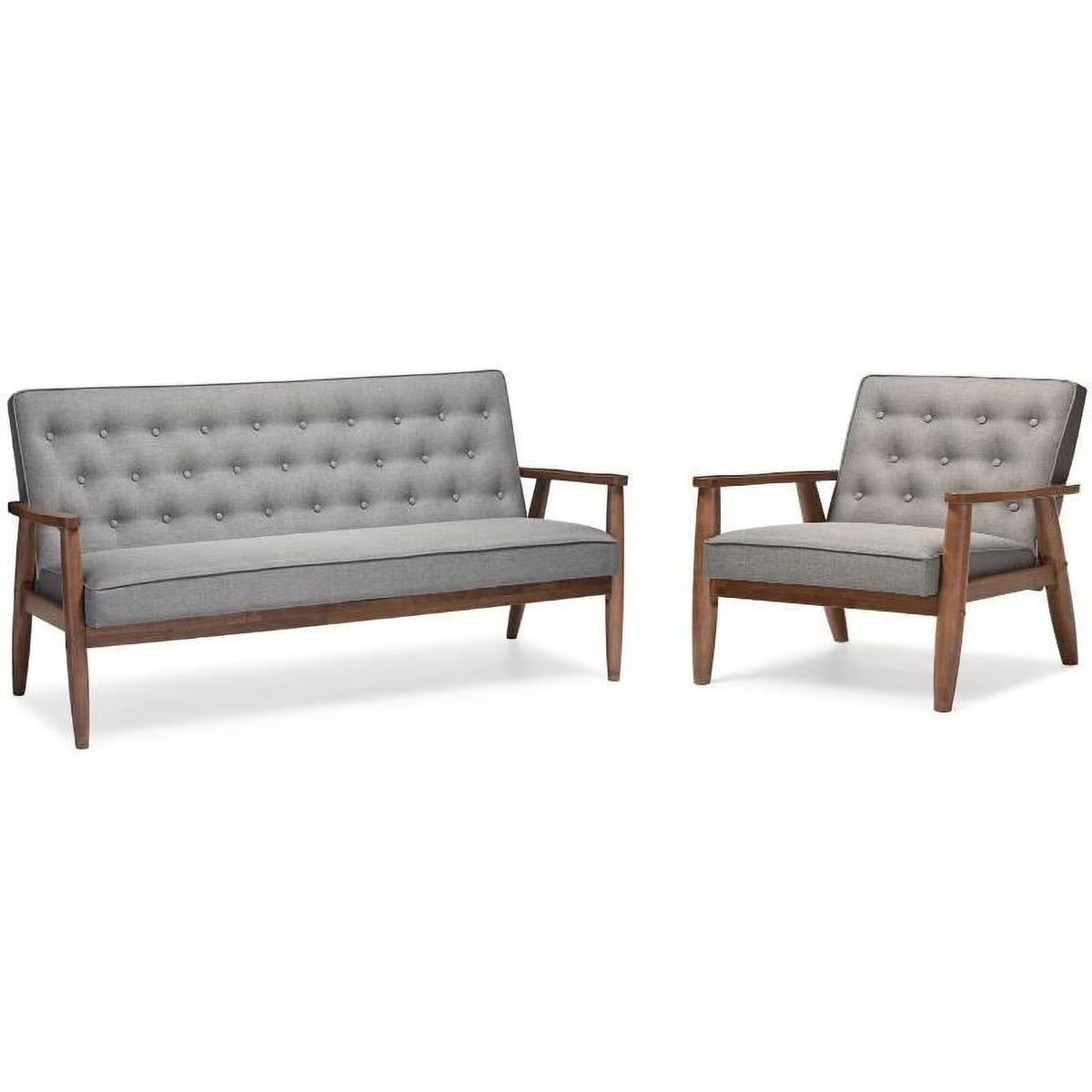 2 Piece Tufted Sofa Set in Gray I145140