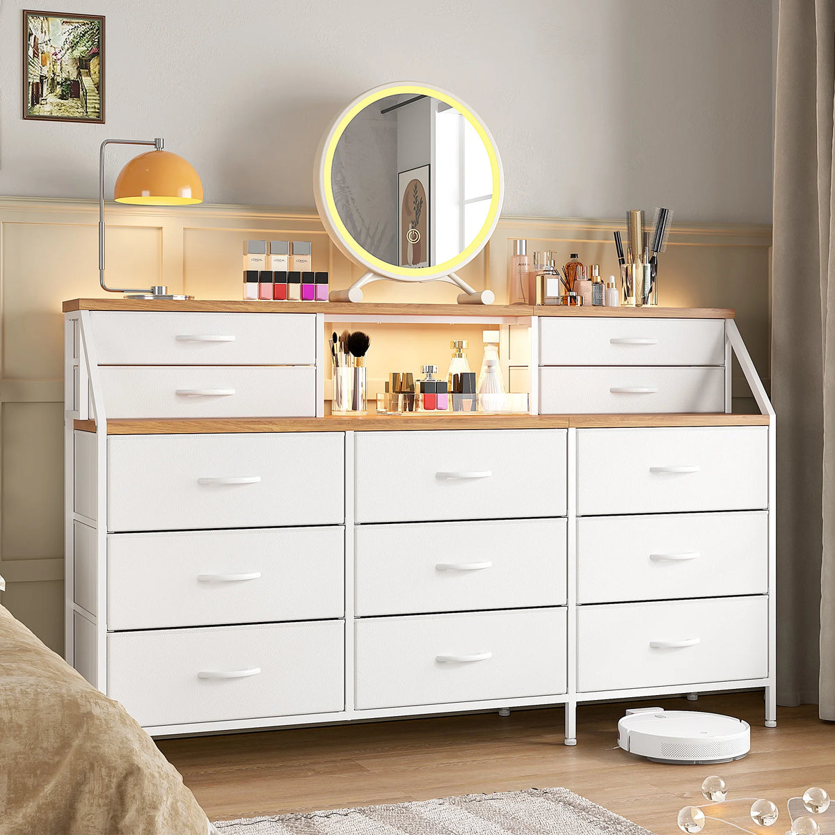Black Fabric 13 Drawer Dresser Q74726